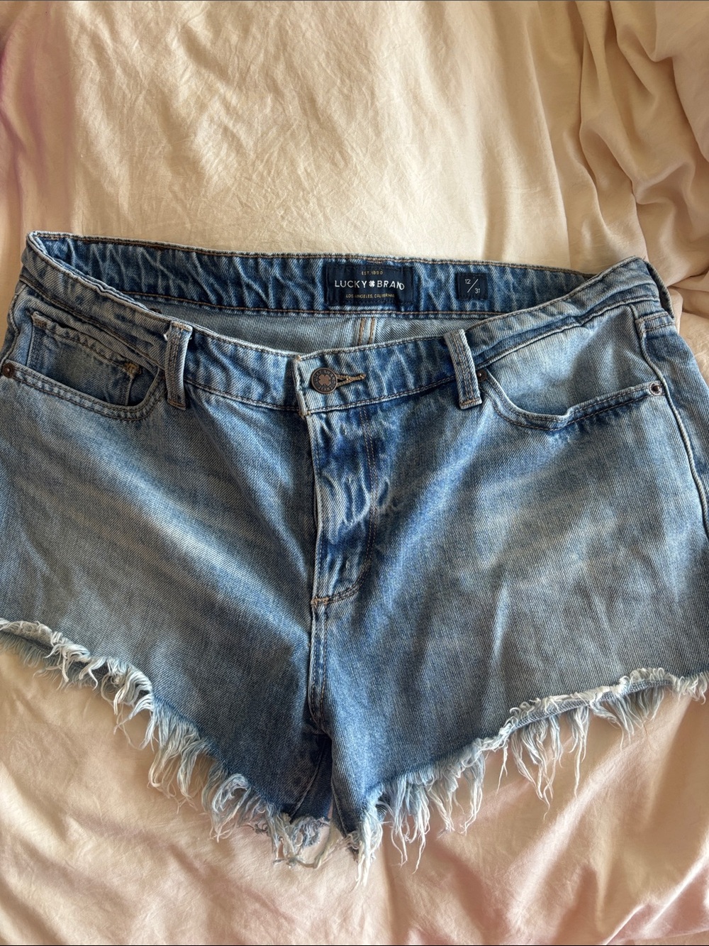 Lucky Brand Light Blue Frayed Hem Denim Shorts